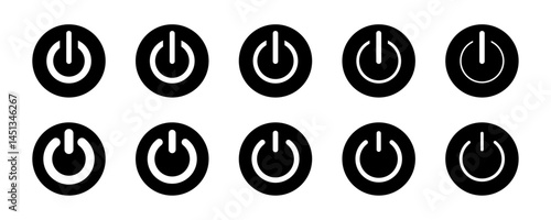 on-off toggles switch buttons vector set illustration. Isolated On Off switcher icons. Modern web and mobile app switch power button interface elements. Setting toggle icon design.
