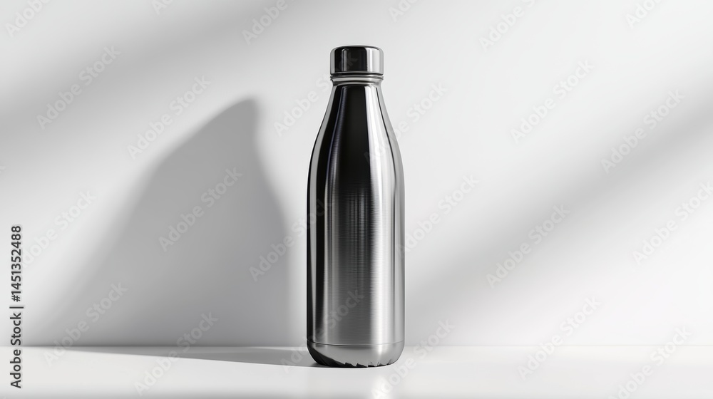 Stylish stainless steel water bottle display. Stylish stainless steel water bottle display.