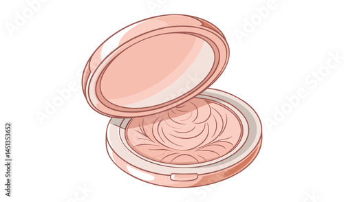 Compact powder makeup illustration for beauty blog