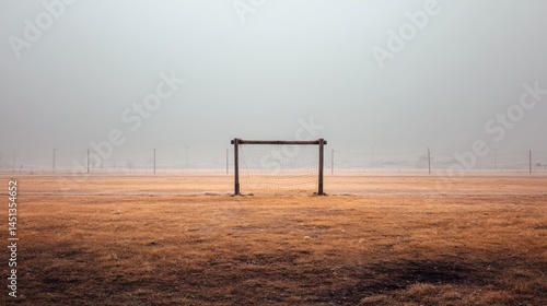 Isolated soccer goalpost on a plain field, minimal background