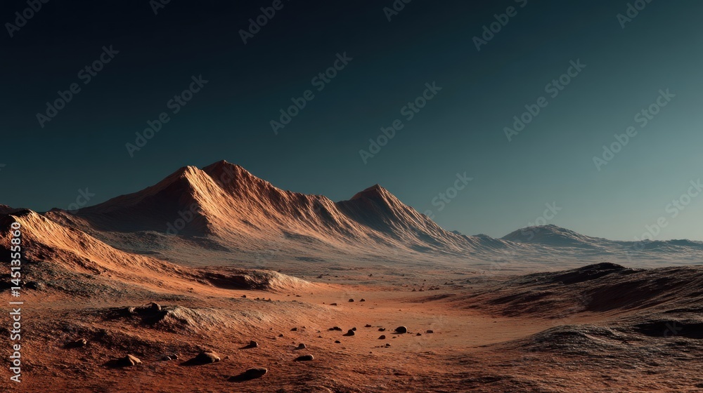 Fototapeta premium Mars surface under clear sky