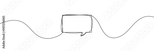 Speech bubble continuous one line drawing, Black and white graphics vector minimalist linear illustration made of single line .Vector Illustration .EPS 10 . 