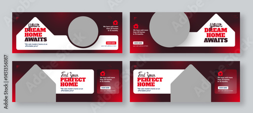 Real estate social media facebook cover web banner template set | Property or home sale web banner