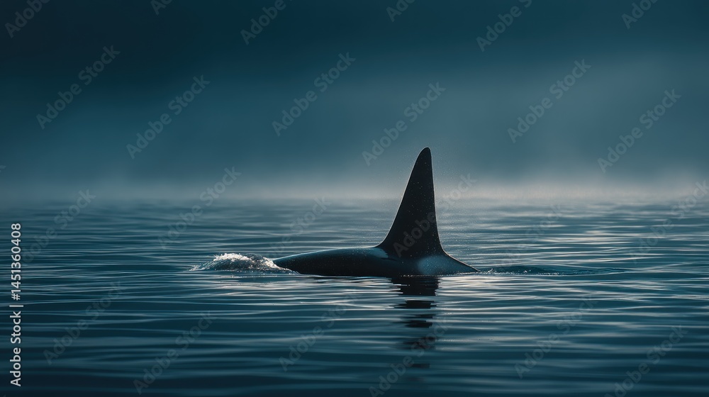 Fototapeta premium Orca dorsal fin above clean water