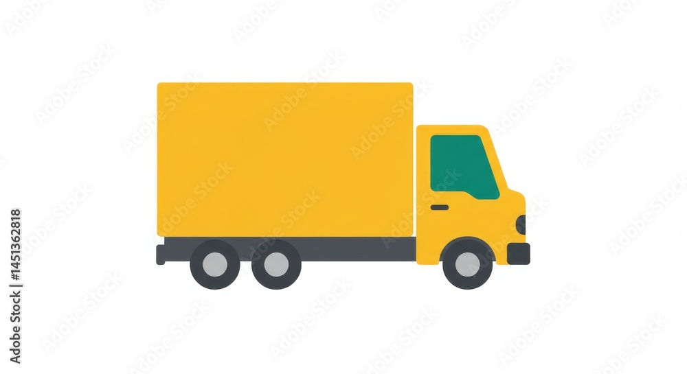 Minimalist yellow delivery truck illustration, flat design on a white background Minimalist yellow delivery truck illustration, flat design on a white background