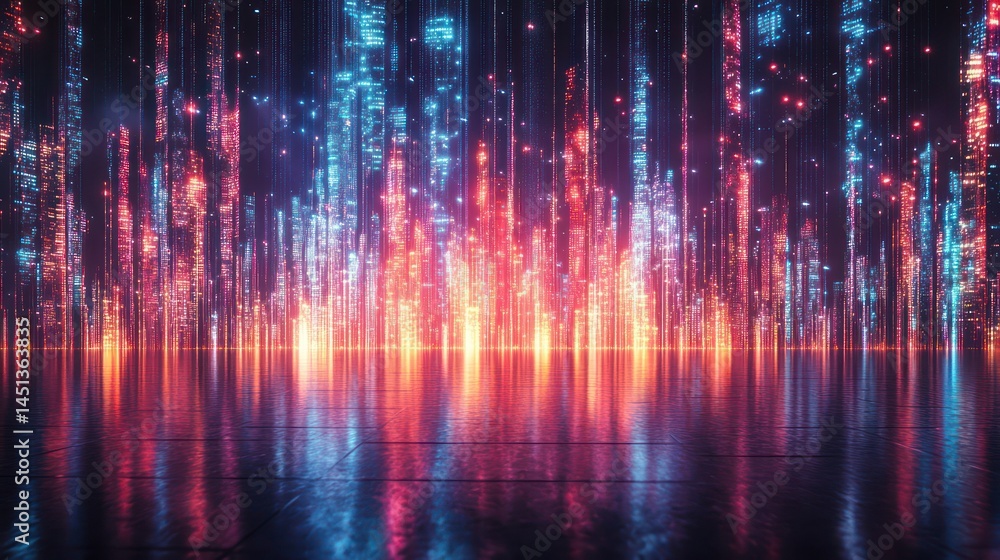 Neon Cityscape Reflection Neon Cityscape Reflection