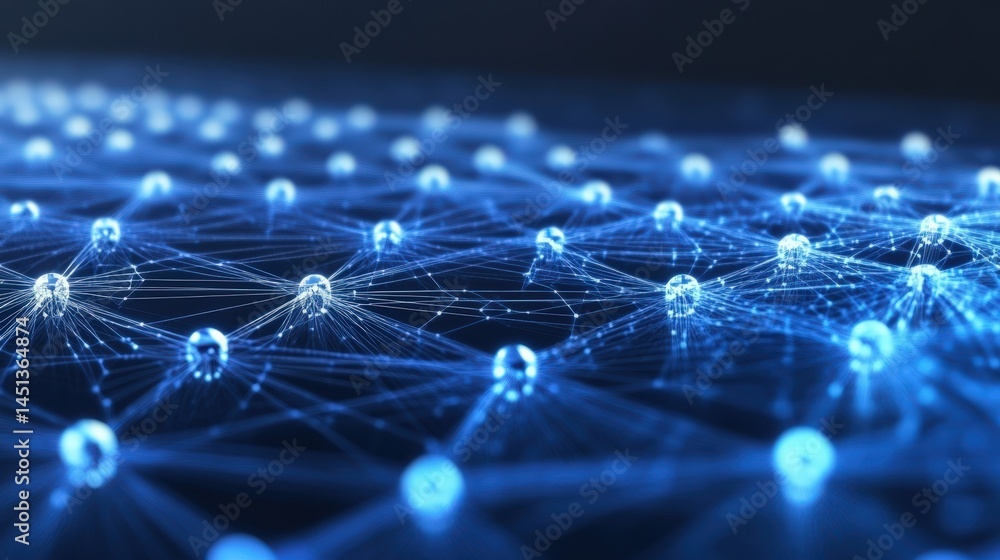 Obraz premium Abstract Network Structure with Connecting Lines and Blue Nodes