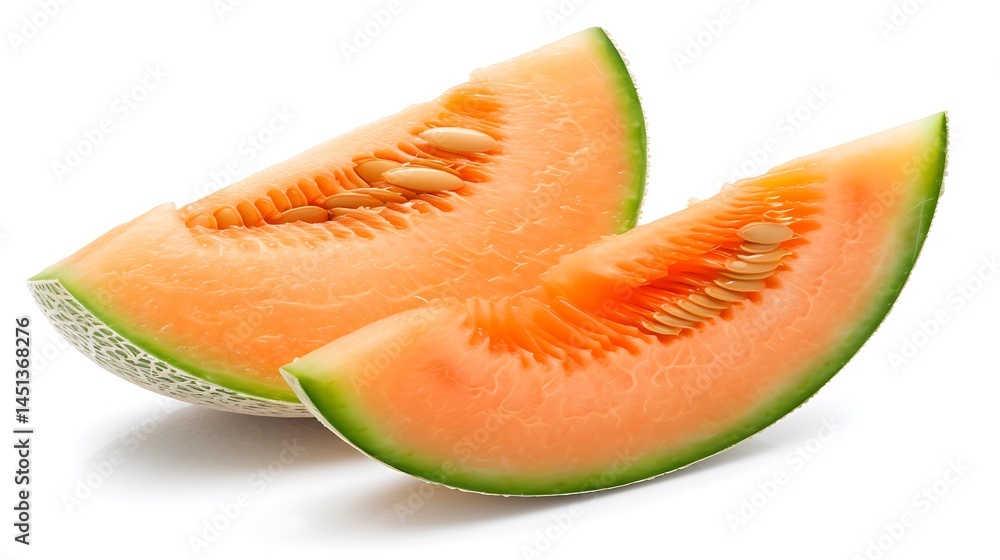 Slices of Cantaloupe Melon: A Close-Up on Refreshing Summer Fruit Delicacy Slices of Cantaloupe Melon: A Close-Up on Refreshing Summer Fruit Delicacy