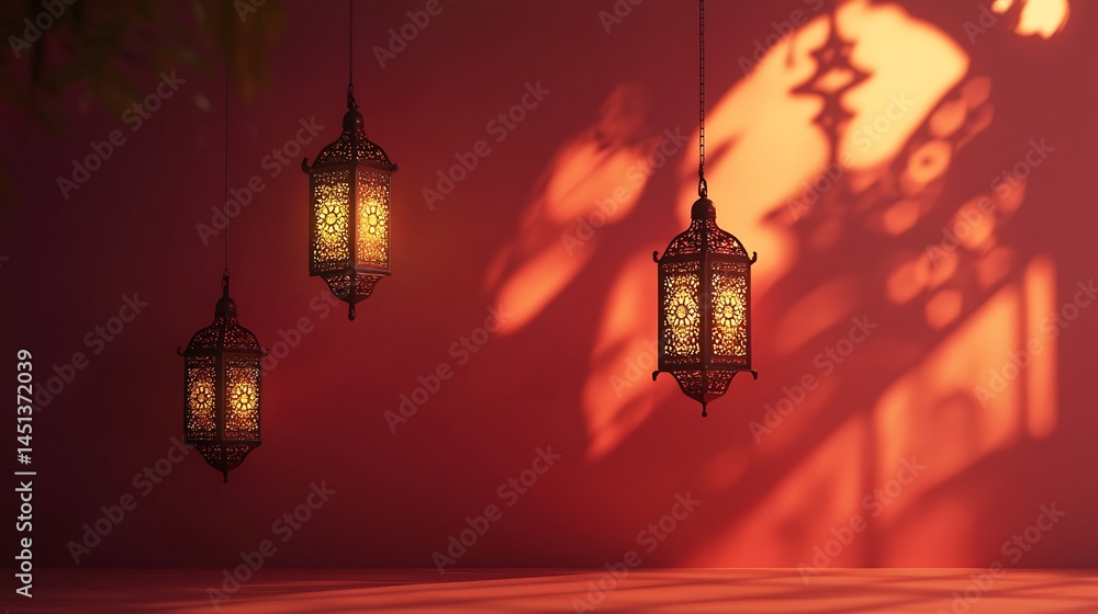 Fototapeta premium Hanging lanterns, warm sunlit room