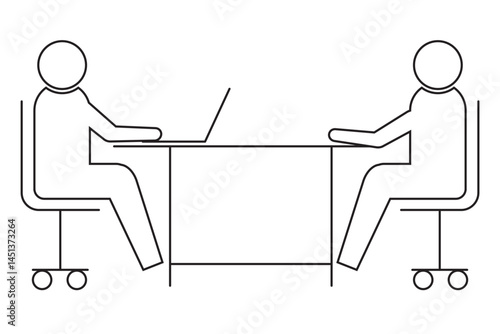 Meeting icon line vector illustration. People talk icon simple vector. Business group. Speak meeting. 