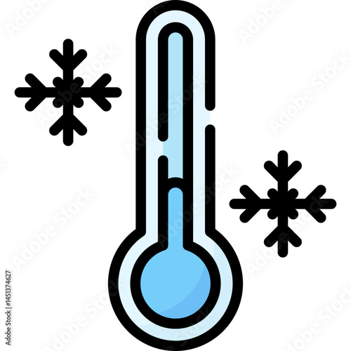 This image depicts a thermometer indicating cold temperatures with snowflakes suggesting winter conditions. It's suitable for weather reports or climate change discussions.