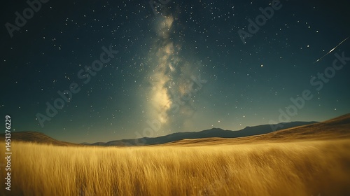 Wallpaper Mural Milky Way over Golden Field Torontodigital.ca