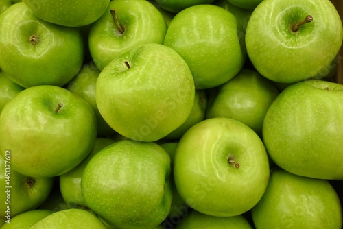 Green apples, full frame, background.
