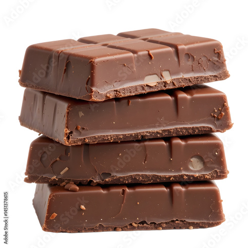 stack of chocolatte bar isolated on transparent background