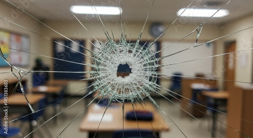 Shattered Classroom Window: A Symbol of Crisis