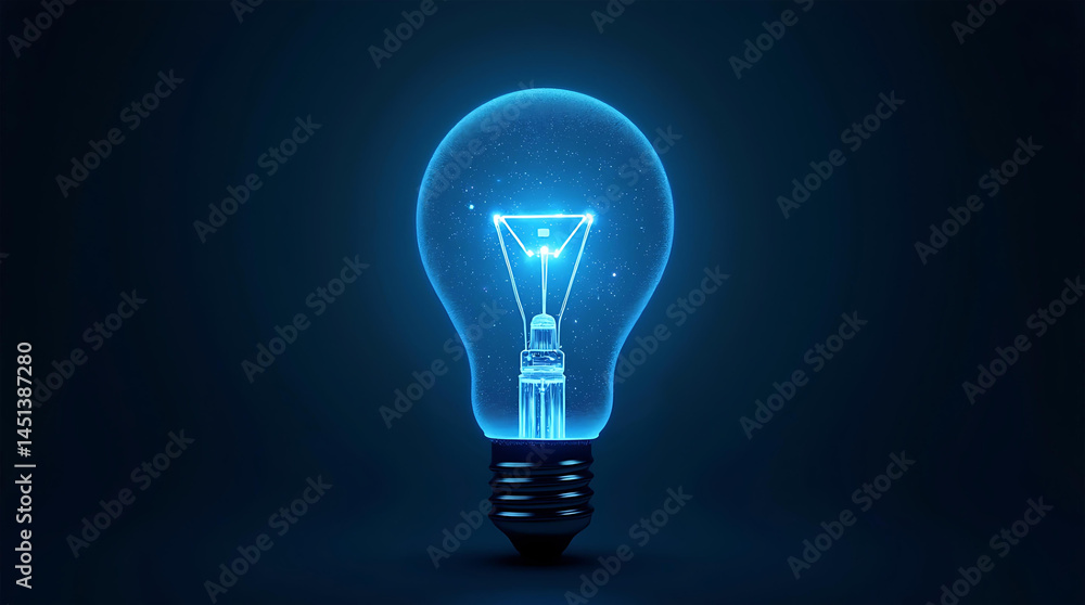 3D illustration of light bulb and connecting wire.Inventions and ideas 3D illustration of light bulb and connecting wire.Inventions and ideas