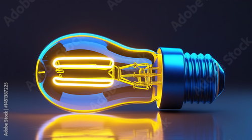 Wallpaper Mural 3D light bulb with bright filament. Innovative idea Torontodigital.ca