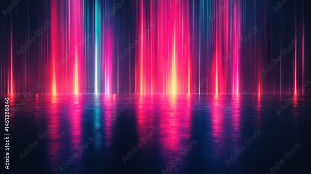 Neon lights reflecting on dark floor Neon lights reflecting on dark floor