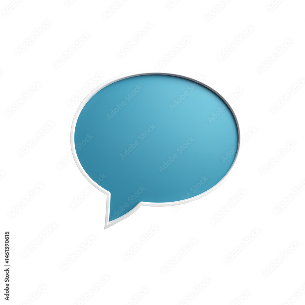 Blue Speech Bubble with White Outline on Transparent Background for Chat, Communication, and Message Icon Concepts Blue Speech Bubble with White Outline on Transparent Background for Chat, Communication, and Message Icon Concepts