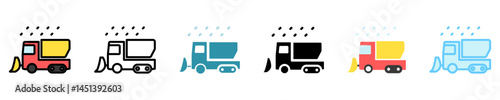 snowplow multi style, mini illustration icon set. use for modern concept, print, UI, UX kit, web and app development. Vector EPS 10, related to winter, cold season.