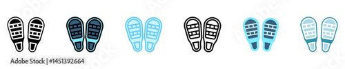 snowshoes multi style, mini illustration icon set. use for modern concept, print, UI, UX kit, web and app development. Vector EPS 10, related to winter, cold season.