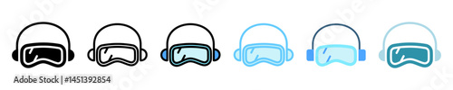 snow goggles multi style, mini illustration icon set. use for modern concept, print, UI, UX kit, web and app development. Vector EPS 10, related to winter, cold season.