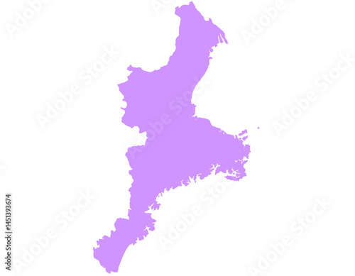 三重県　地図　紫　イラスト