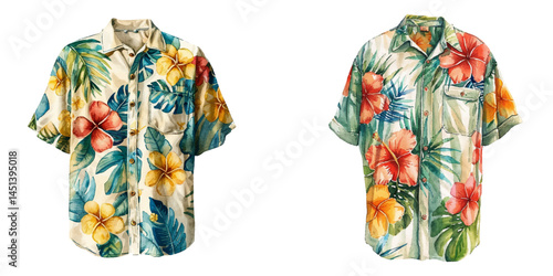 hawaiian shirt watercolor vector illustration