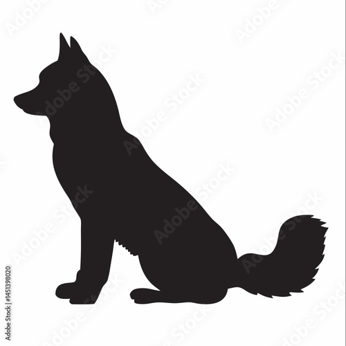 Majestic husky dog silhouette sitting patiently elegant black profile against white background Simple bold design