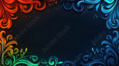 Ornate Floral Border, Dark Background