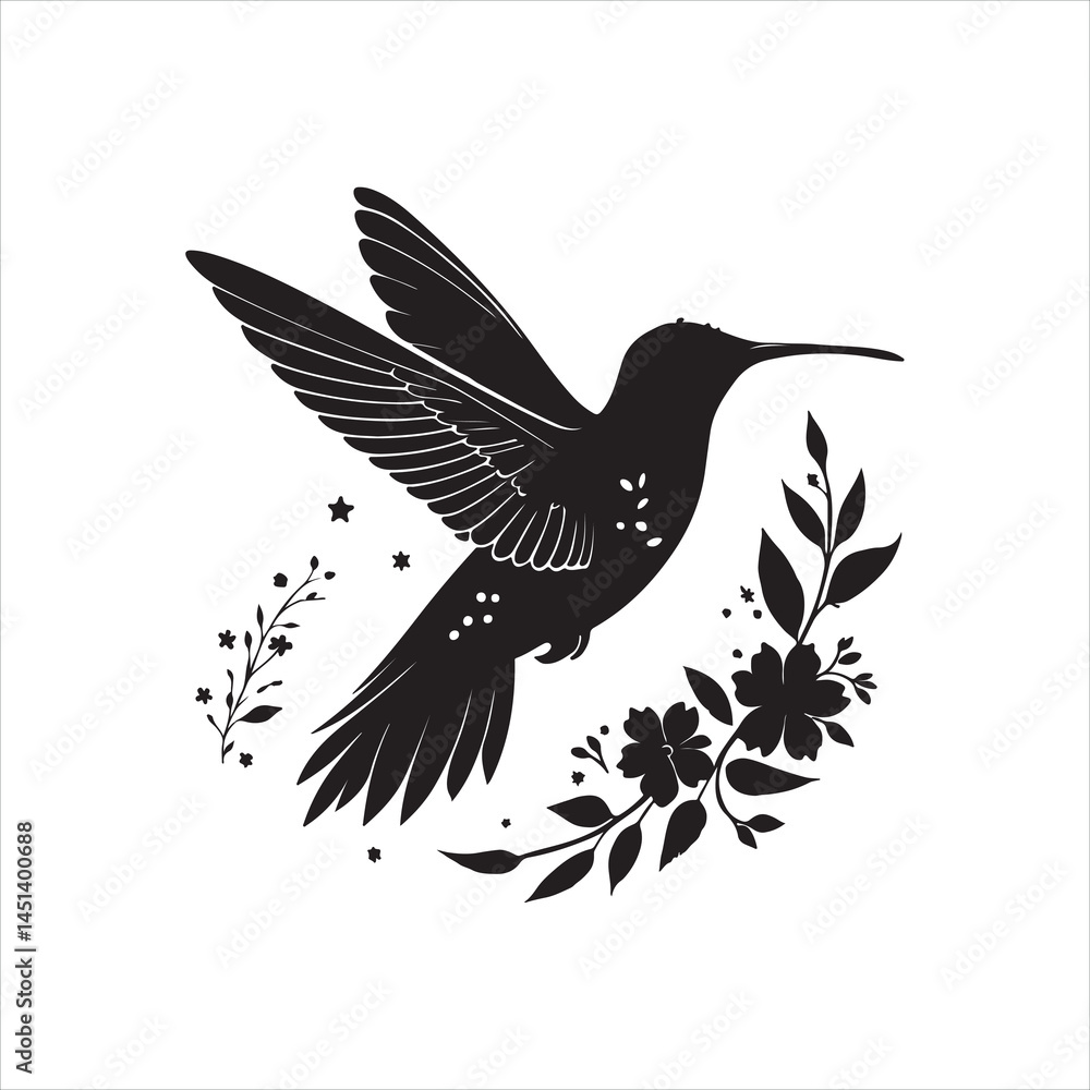 Fototapeta premium Minimalist Hummingbird Silhouette