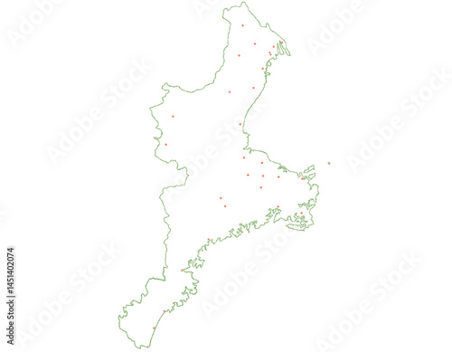 三重県　地図　白　斑点　イラスト