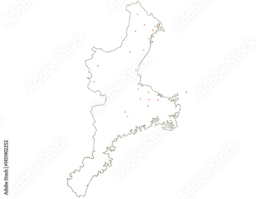 三重県　地図　白　斑点　イラスト