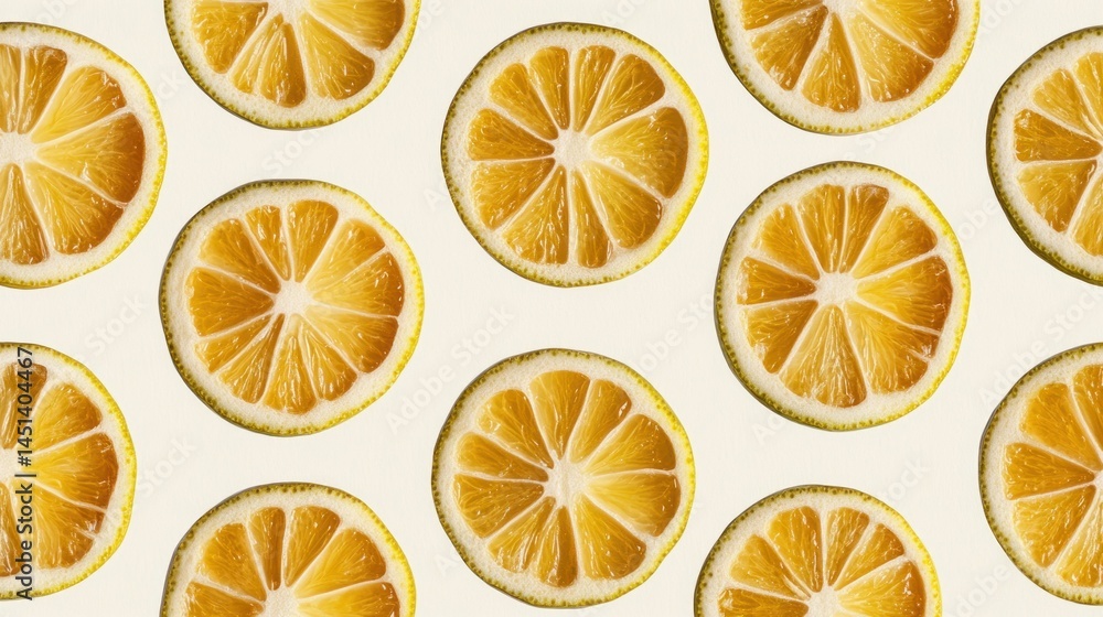 Fresh citrus slices arranged in a symmetrical pattern Fresh citrus slices arranged in a symmetrical pattern