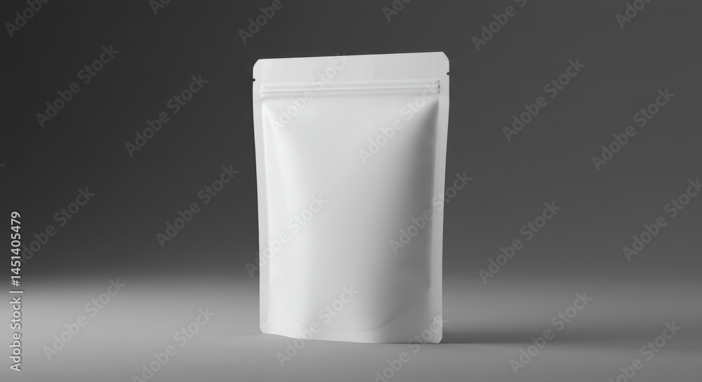 White Pouch Bag Package on Gray Background White Pouch Bag Package on Gray Background