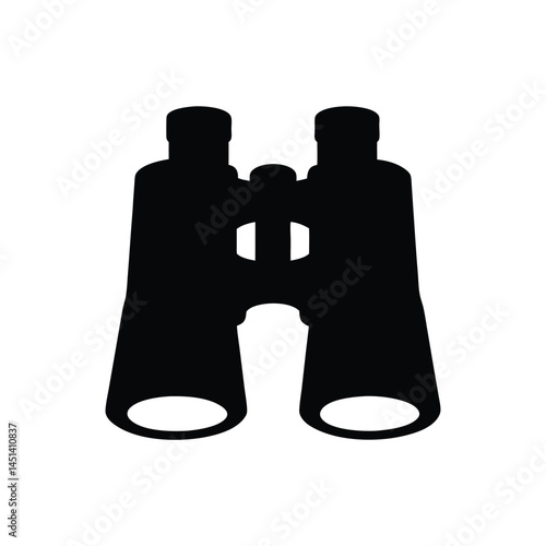 Black silhouette of binoculars, optical device for vision
