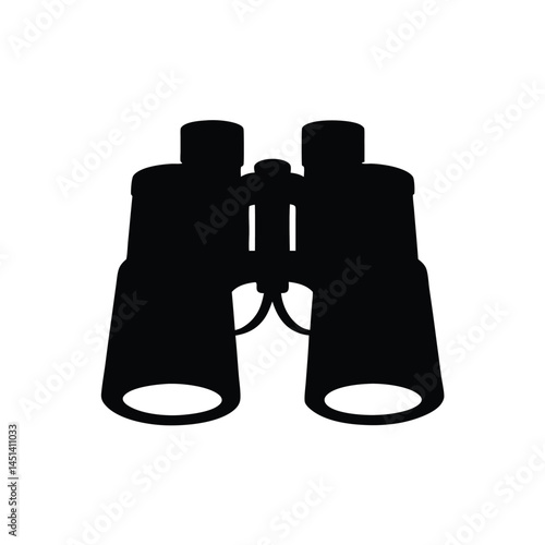 Black silhouette of binoculars, optical device for vision