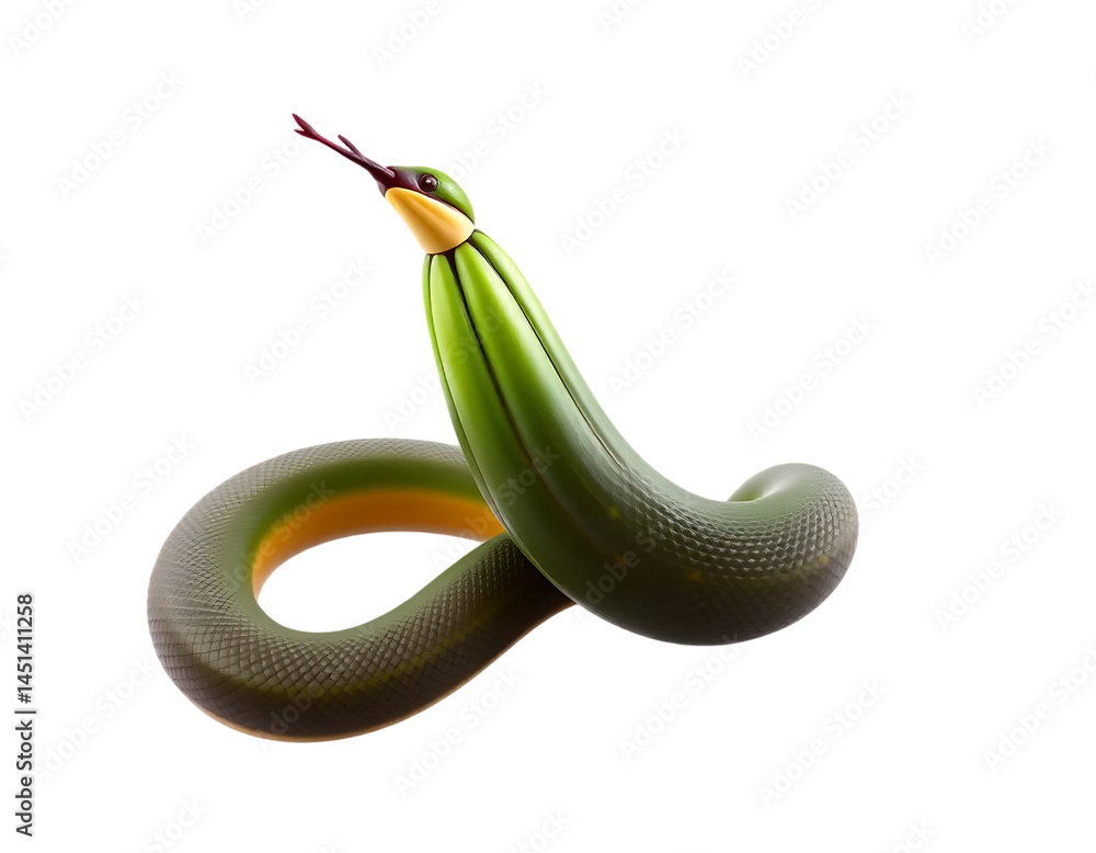 Obraz premium Surreal Snake with Apple Head in 3D Render