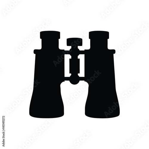 Black silhouette of binoculars, optical device for vision