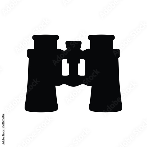 Black silhouette of binoculars, optical device for vision