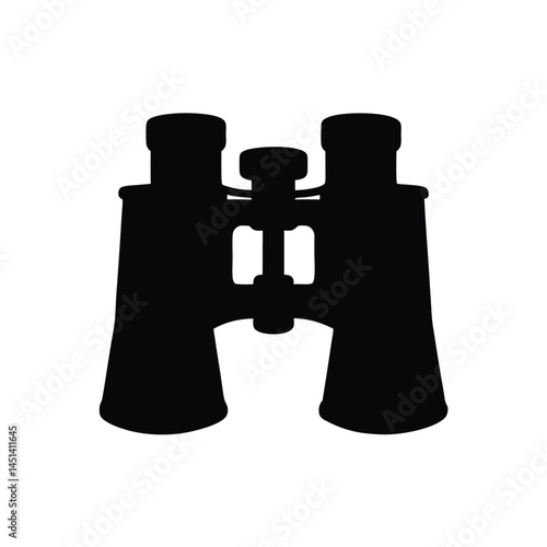 Black silhouette of binoculars, optical device for vision