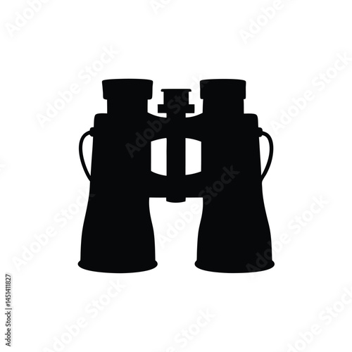 Black silhouette of binoculars, optical device for vision