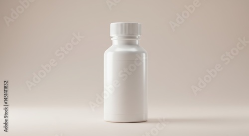 White Bottle on Beige Background