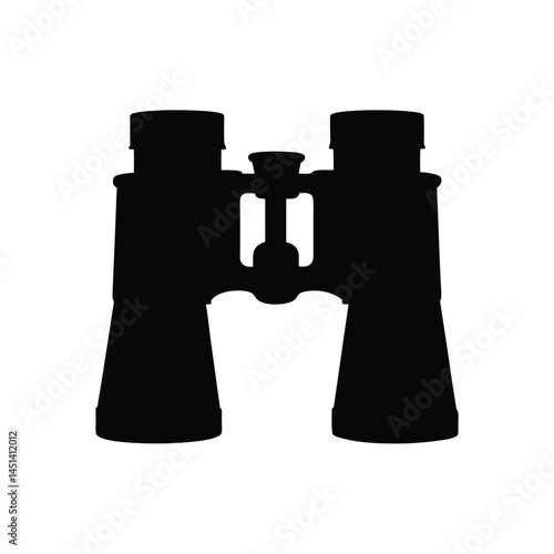 Black silhouette of binoculars, optical device for vision