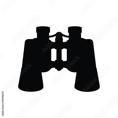 Black silhouette of binoculars, optical device for vision