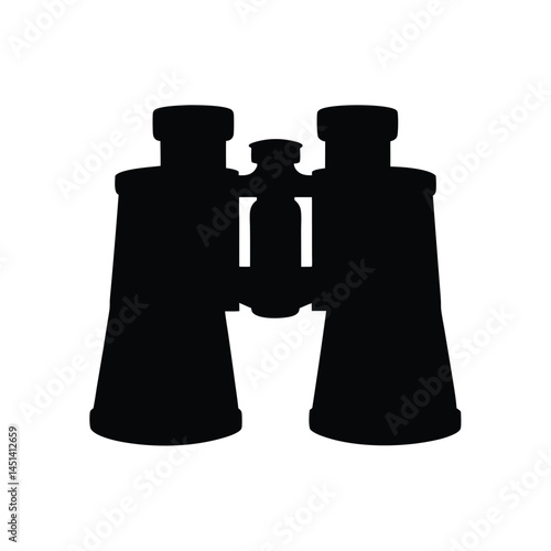 Black silhouette of binoculars, optical device for vision