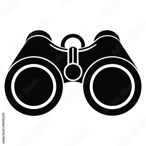 Black silhouette of binoculars, optical device for vision