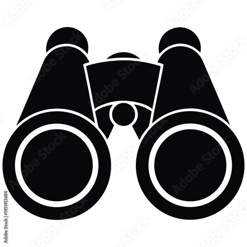 Black silhouette of binoculars, optical device for vision