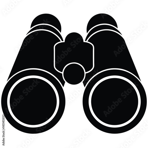 Black silhouette of binoculars, optical device for vision