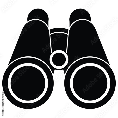 Black silhouette of binoculars, optical device for vision